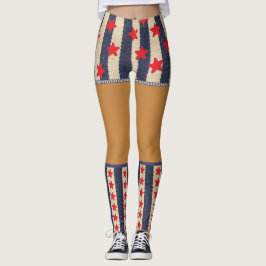 Patriotic juli 4:e Fake Kort & Socks Leggings