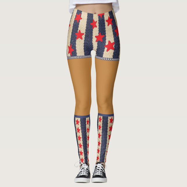Patriotic juli 4:e Fake Kort & Socks Leggings (Framsida)