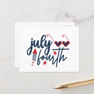 Patriotic juli Fjärde ord art Helg Vykort