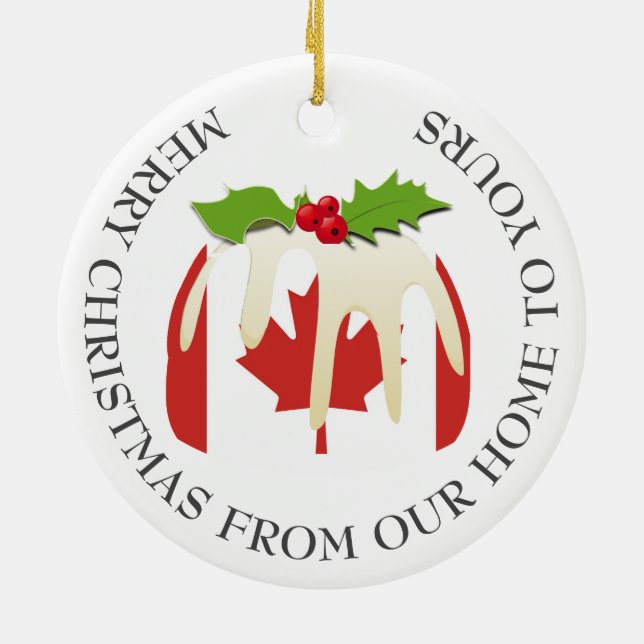 Patriotic | Julpudding med | KANADA FLAGGA Julgransprydnad Keramik (Baksidan)