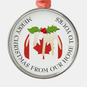 Patriotic   Julpudding med   KANADA FLAGGA Julgransprydnad Metall