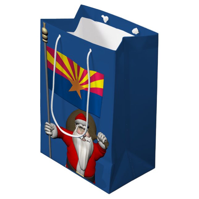 Patriotic Jultomten med Flagga Arizona (Framsidan Vinklad)