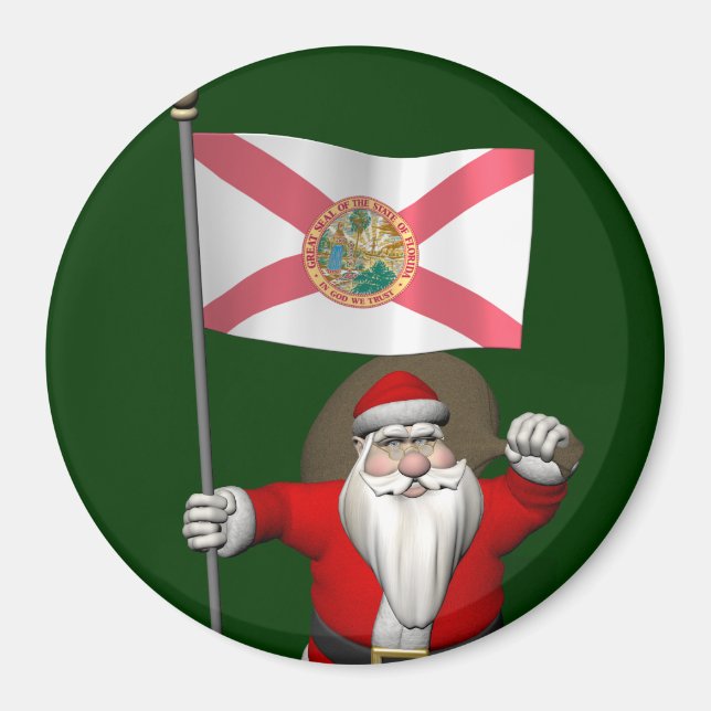 Patriotic Jultomten Visiting Florida Magnet (Framsidan)
