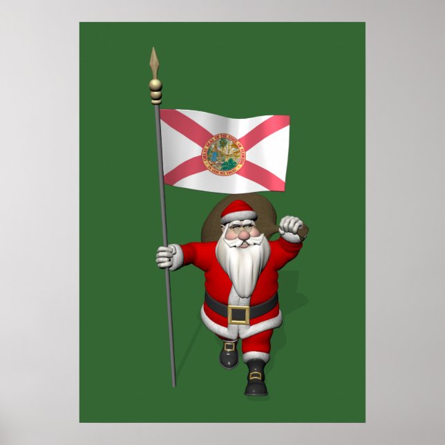 Patriotic Jultomten Visiting Florida Poster (Framsidan)