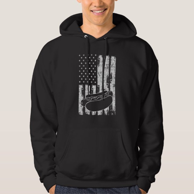 Patriotic July 4th Picnics USA Flag Hotdog Wieners Hoodie (Framsida)