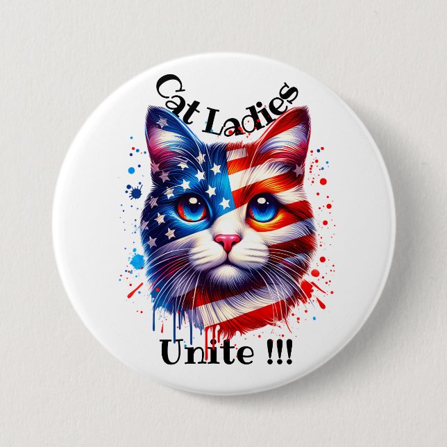 Patriotic Kamala Cat Dam Unite Walz Knapp (Framsida)