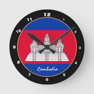 Patriotic Kambodja Flagga, Kambodjas hem/design Rund Klocka