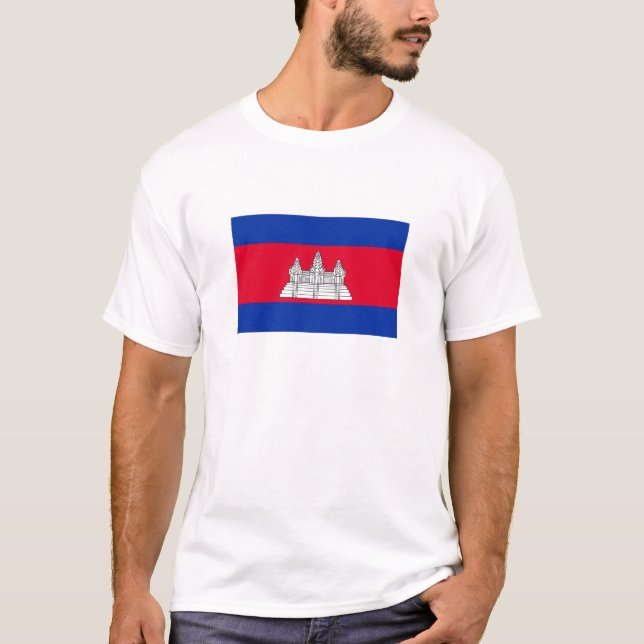 Patriotic Kambodja Flagga T Shirt (Framsida)