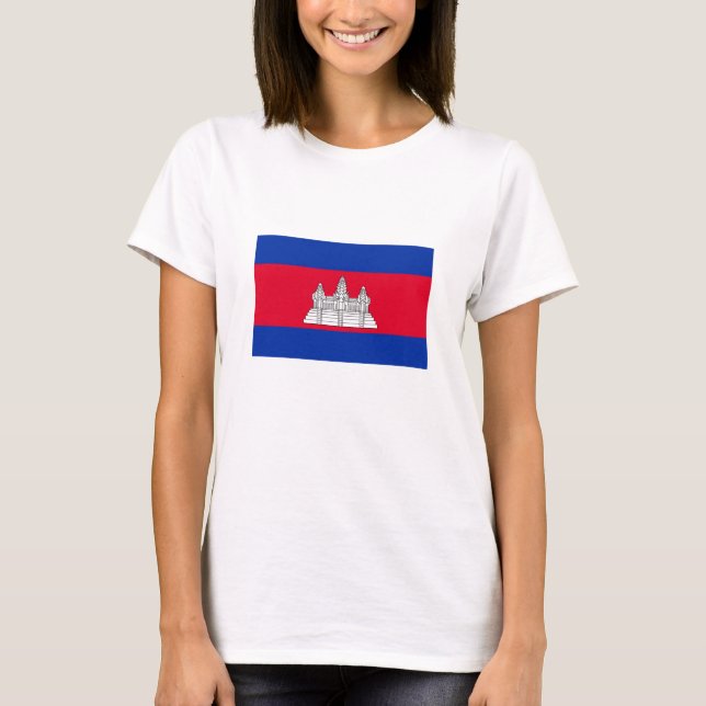 Patriotic Kambodja Flagga T Shirt (Framsida)