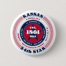 Patriotic Kansas Circle med statsinformation Knapp