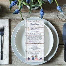 Patriotic Kärlek Fjärde juli Bröllop Ceremony Program