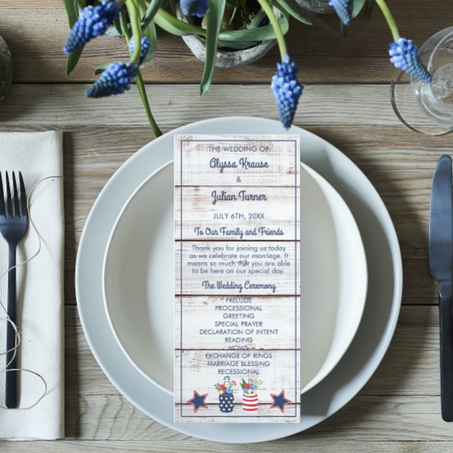Patriotic Kärlek Fjärde juli Bröllop Ceremony Program (Skapare uppladdad)