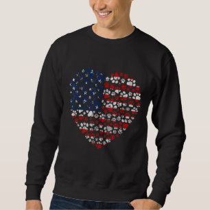 Patriotic Kärlek Heart American Flagga Graphic Fjä Lång Ärmad Tröja