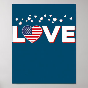 Patriotic Kärlek Heart Förenta staterna, amerikans Poster