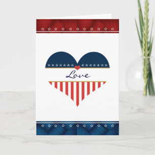 Patriotic Kärlek's Heart Valentine's Day Card Helgkort
