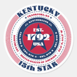 Patriotic Kentucky Circle Design Sticker Runt Klistermärke