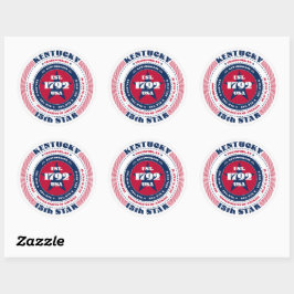 Patriotic Kentucky Circle Design Sticker Runt Klistermärke