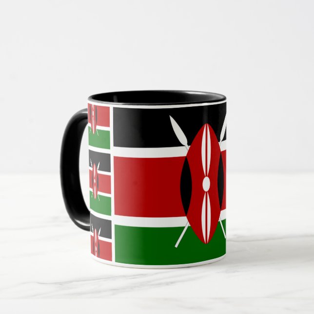 Patriotic Kenyan Flagga Coffee Mugg, Kenya/Student Mugg (Framsida vänster)