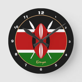Patriotic Kenyan Flagga, Kenya trendig Home / desi Rund Klocka