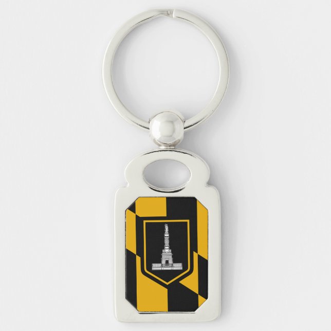 Patriotic keychain med Flagga Baltimore Rektangulärt Silverfärgad Nyckelring (Framsidan)