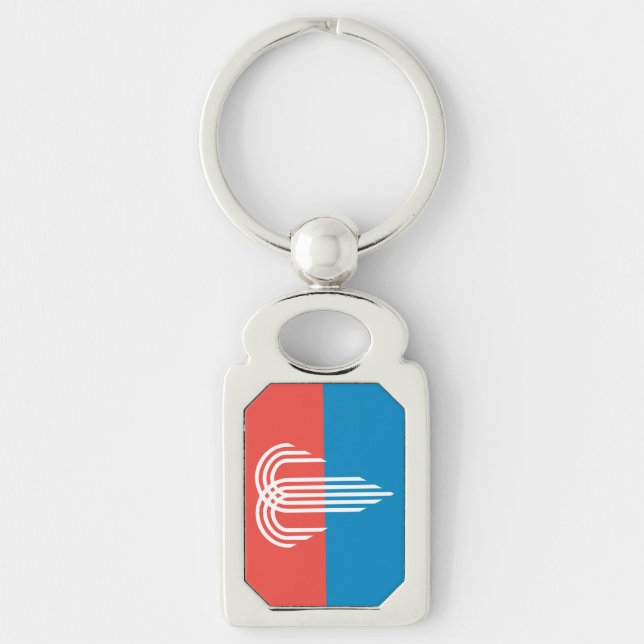 Patriotic keychain med Flagga i Kansas City Rektangulärt Silverfärgad Nyckelring (Framsidan)