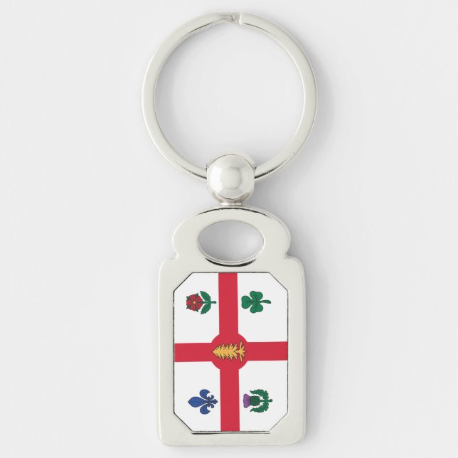 Patriotic keychain with Flag of Montreal, Canada Rektangulärt Silverfärgad Nyckelring (Framsidan)