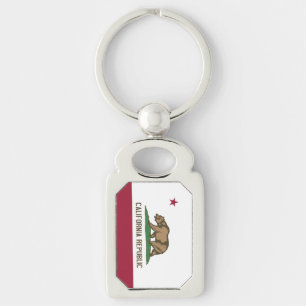 Patriotic keychain with Flagga of California Rektangulärt Silverfärgad Nyckelring