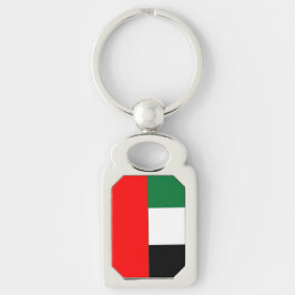 Patriotic keychain with Flagga of UAE Rektangulärt Silverfärgad Nyckelring