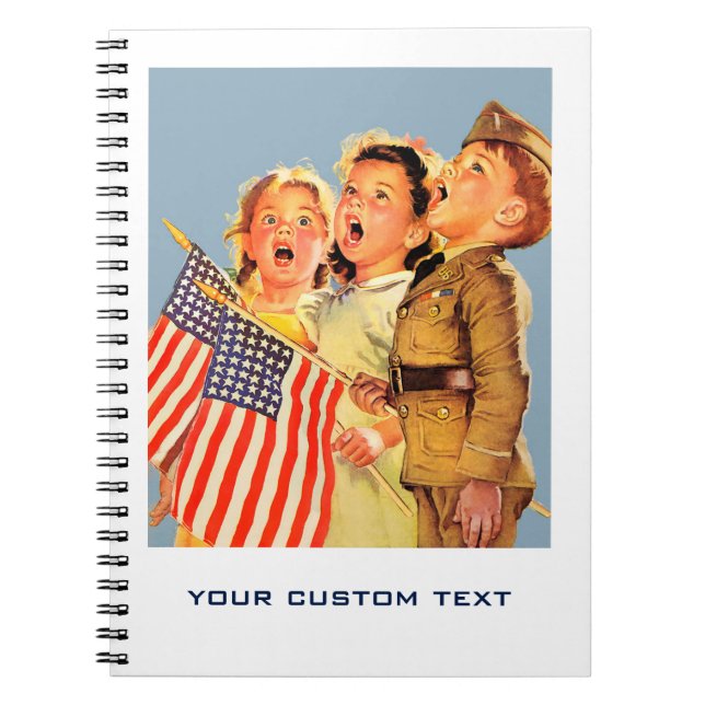 Patriotic Kids Vintage Art 1940 Anteckningsbok Med Spiral (Framsidan)