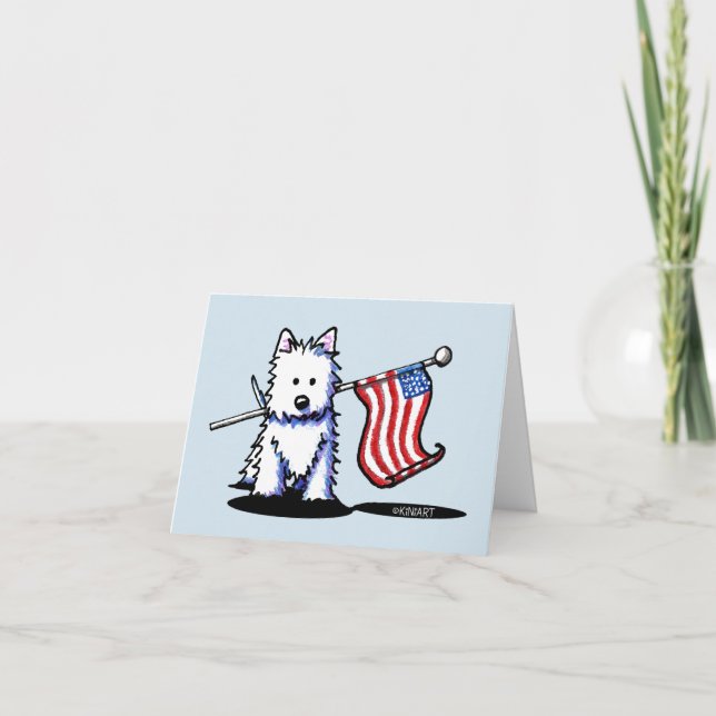 Patriotic KiniArt Westie USA flagga Kort (Framsida)