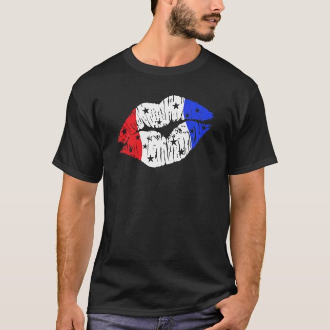 Patriotic Kiss on the Red  White  and Blue Lips US T Shirt (Framsida)