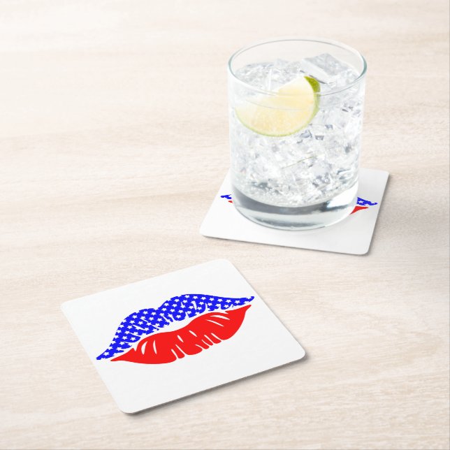 Patriotic Kiss Papper Drink Underlägg Kvadrat (Insitu)