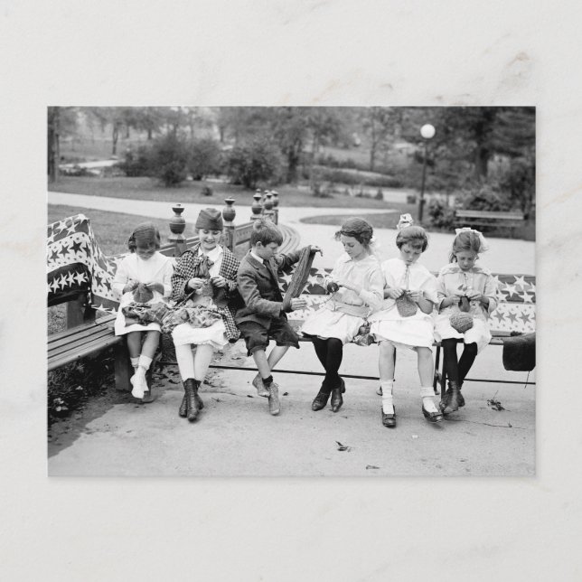 Patriotic Knitting Bee, tidigt 1900-talet Vykort (Framsida)