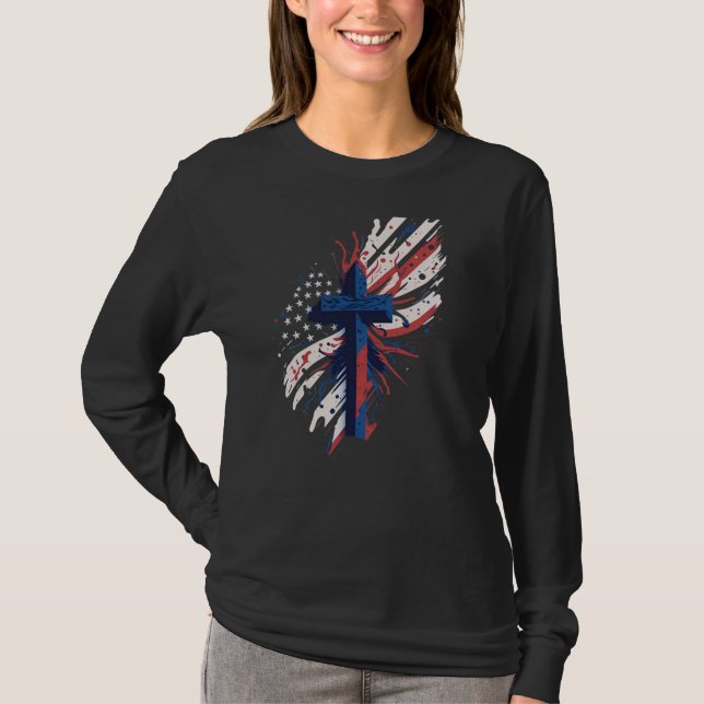 Patriotic Kor - A Symbol of Faith and Freedom T Shirt (Framsida)