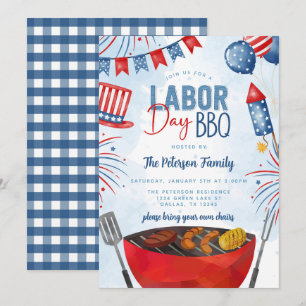 Patriotic Labour Day BBQ Party Inbjudningar