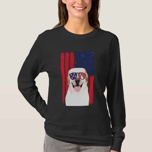 Patriotic Labrador, 4:e juli, USA, Hund T Shirt (Framsida)