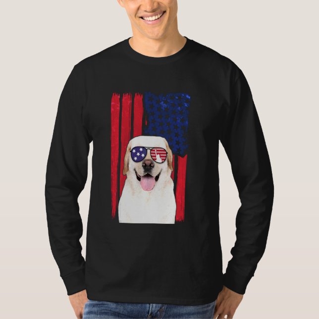 Patriotic Labrador, 4:e juli, USA, Hund T Shirt (Framsida)