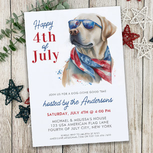 Patriotic Labrador Hund USA flagga 4 juli Party Inbjudningar