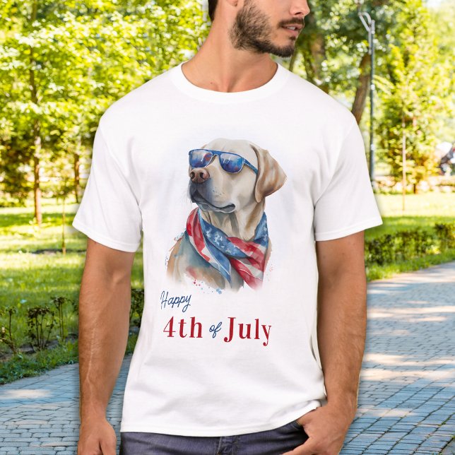 Patriotic Labrador Hund USA flagga Lycklig 4 juli T Shirt (Skapare uppladdad)