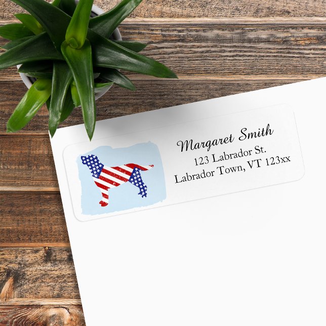 Patriotic Labrador Outline Returadress Etikett (Patriotic Labrador Outline Return Address Labels for Labrador Owners.  Stars and Stripes design.)