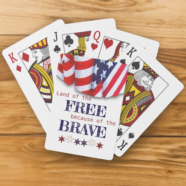 Patriotic Land of the Free Bunting Casinokort (patriotic "Land of the Free because of the Brave" playing cards)