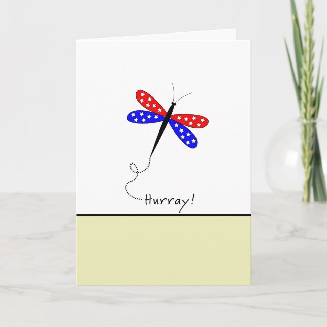 Patriotic Last Round Chemo med Dragonfly Kort (Framsida)