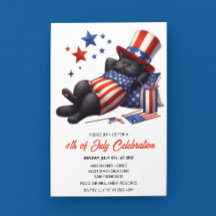 Patriotic Lazy Black Cat 4:e juli-inbjudan
