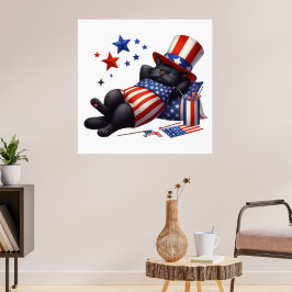Patriotic Lazy Black Cat 4:e juli Poster