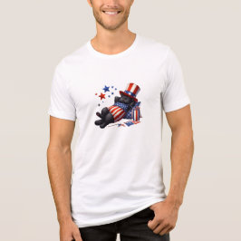 Patriotic Lazy Black Cat 4:e juli T Shirt