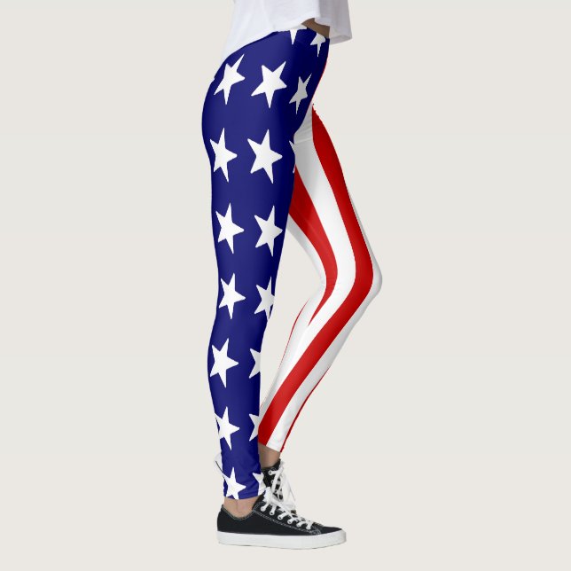 Patriotic Leggings - American Flagga Print Women's (Höger)