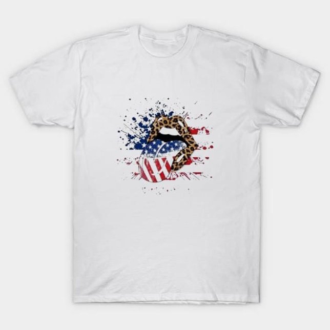 Patriotic Leopard Läppar T Shirt (Skapare uppladdad)