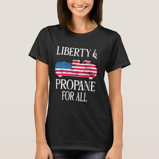Patriotic Liberty and Propan For All US Flagga Pro T Shirt (Framsida)