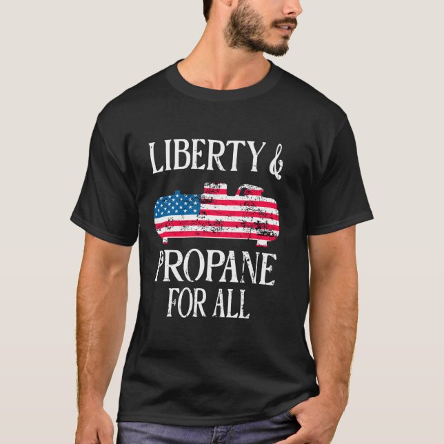 Patriotic Liberty and Propan For All US Flagga Pro T Shirt (Framsida)