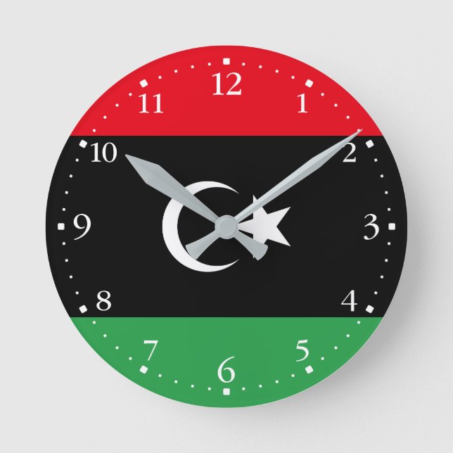 Patriotic Libyen Flagga Rund Klocka (Framsida)